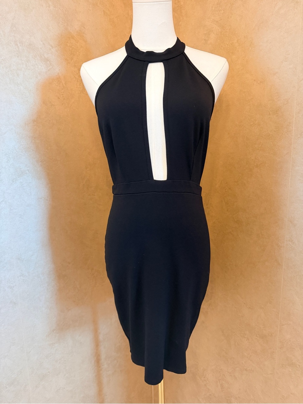 Charlotte Russe Black Halter Dress with Front Keyhole